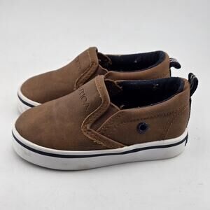 Nautica Akeley Toddler Boys Size 5 Slip On Sneakers Brown Faux Leather Shoes